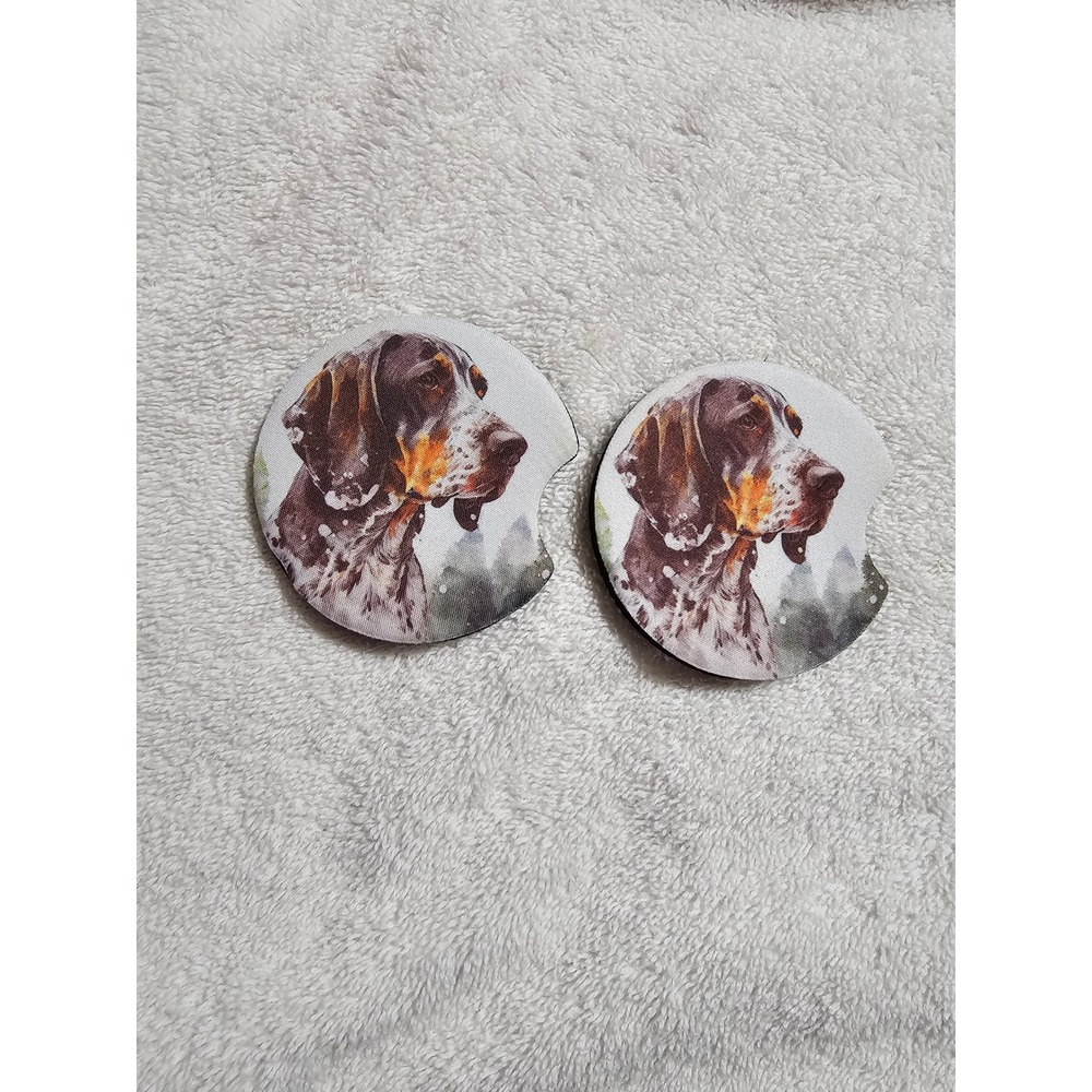German‎ Shorthaired Pointer Car Coasters Set of 2 Dog Breed Auto Accessories